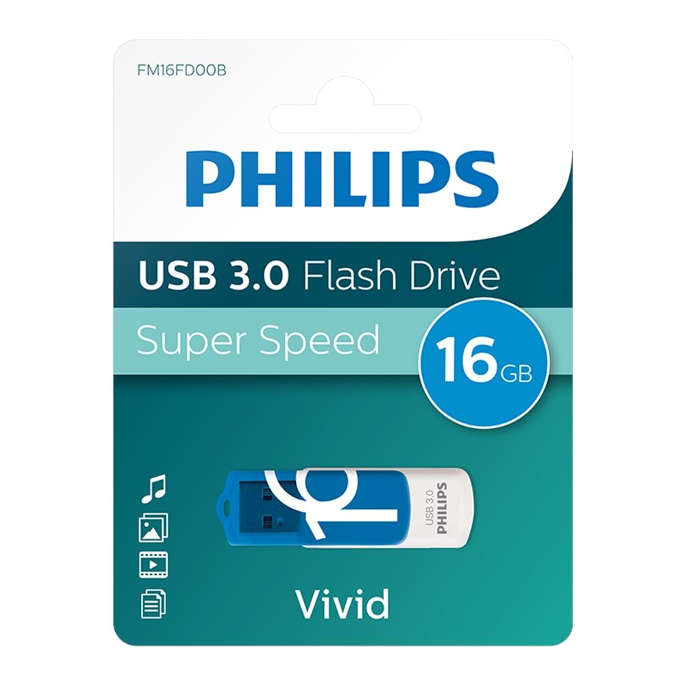 PHILIPS FM16FD00B/00 16GB USB3.0 Mavi/Beyaz USB Bellek