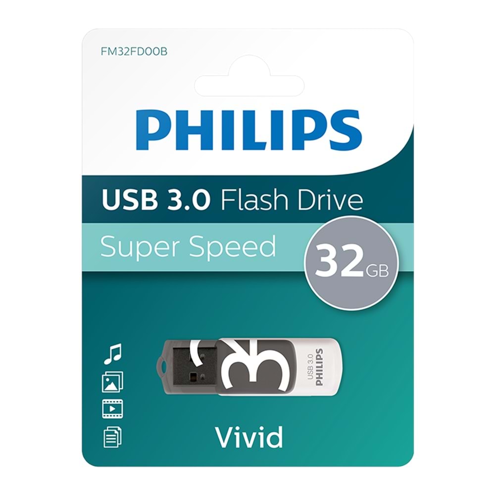PHILIPS FM32FD00B/00 32GB USB3.0 Gri/Beyaz USB Bellek