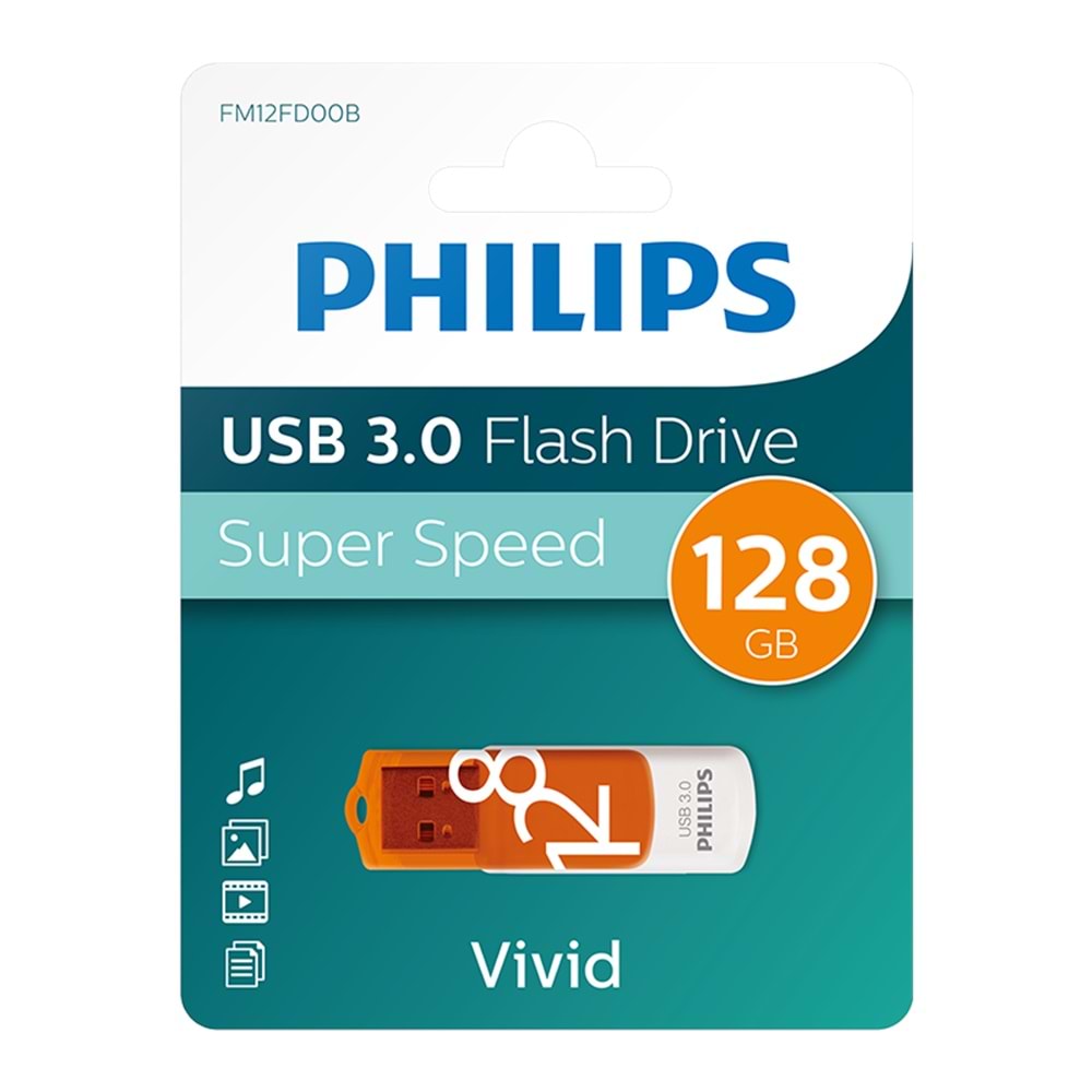 PHILIPS FM12FD00B/00 128GB USB3.0 Turuncu/Beyaz USB Bellek