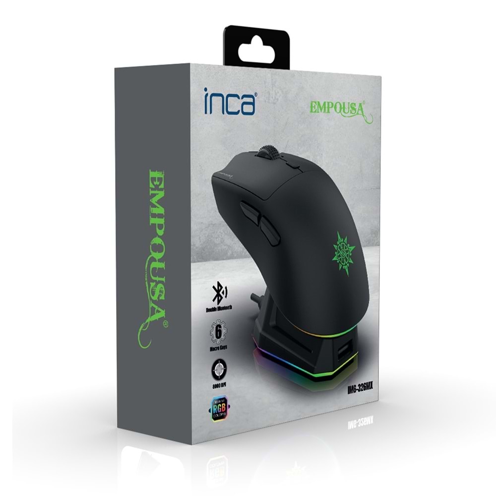 INCA IMG-326MX Bluetooth Kablosuz 2.4Ghz siyah Şarjlı Mouse