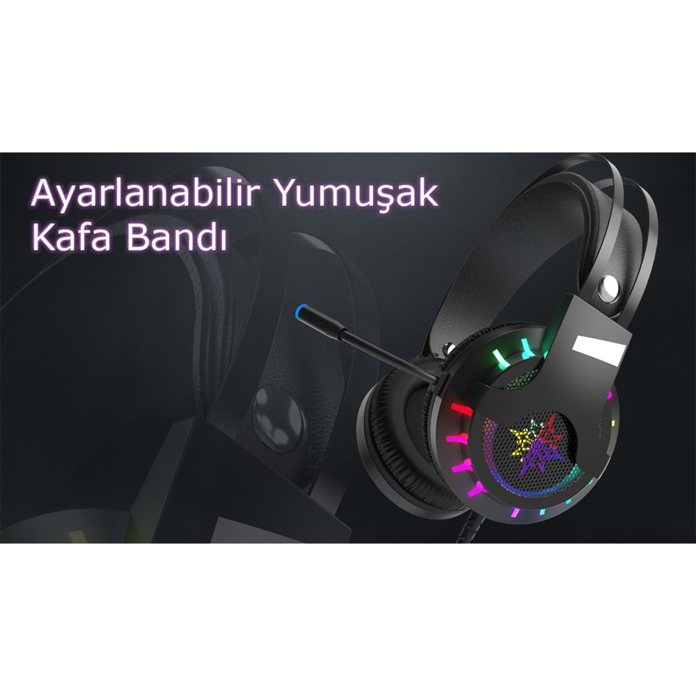 INCA IGK-X10 7.1 Surround RGB Siyah Kulaküstü Mikrofonlu Kulaklık