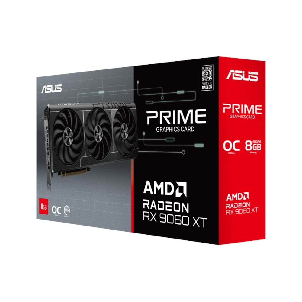 ASUS PRIME-RX9060XT-O8G 8GB AMD RX9060XT GDDR6 128bit 2xDP 1xHDMI 16x Ekran Kartı