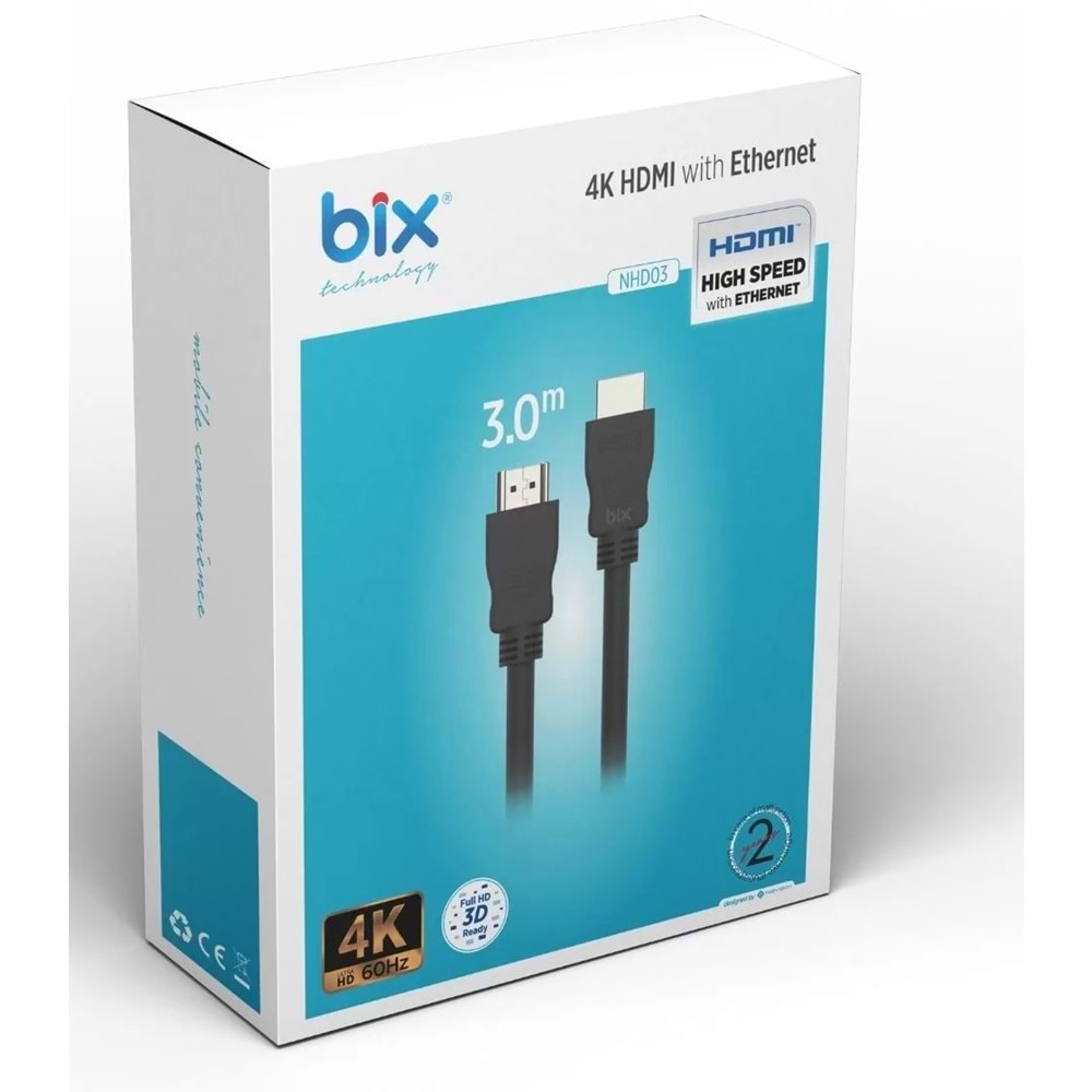 BİX NHD03 3 Mt 4K 60Hz Yüksek Hızlı HDMI Kablo