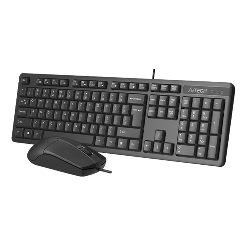 A4 TECH KR-3330S Q Türkçe USB Multimedya Siyah Sessiz Mouse Klavye+ Mouse