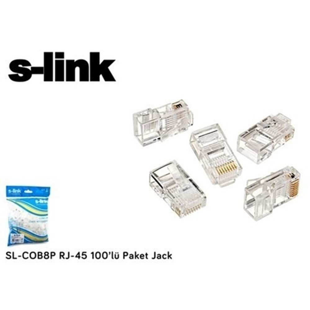 SOKET-S-LİNK SL-COB8P RJ-45 100 LÜ PAKET JACK RJ45 SOKET