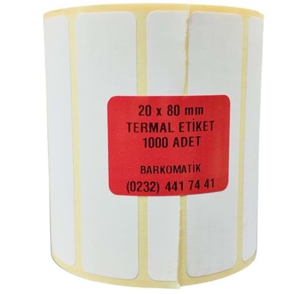 80X20MM TEKLİ 1000Lİ TERMAL ETİKET