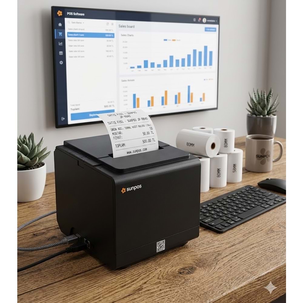 SUNPOS JP-R840 TERMAL FİŞ YAZICI USB / ETHERNET / SERI 80MM 58MM