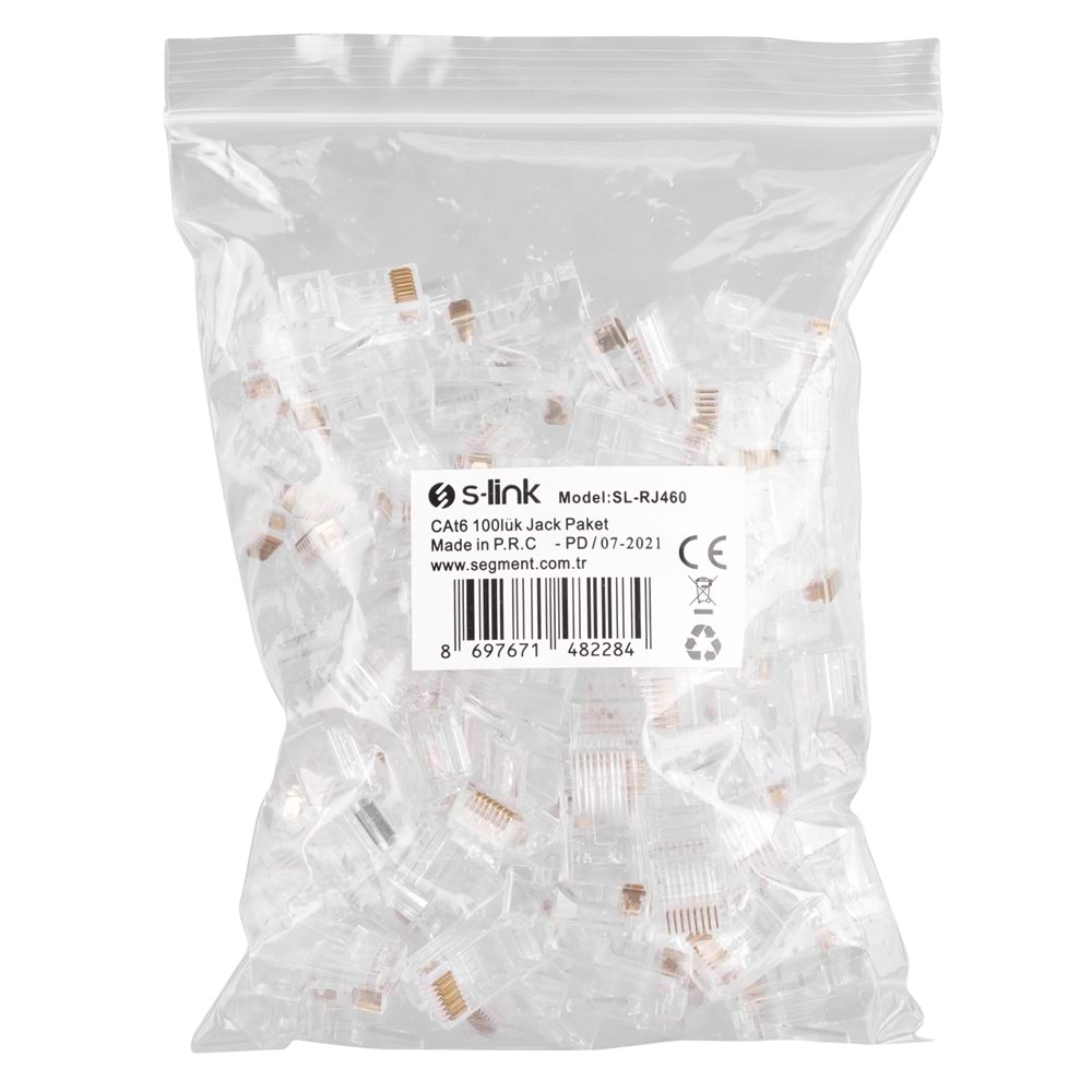 S-LINK SL-RJ460 CAT6 UTP Konnektör 100 lü paket