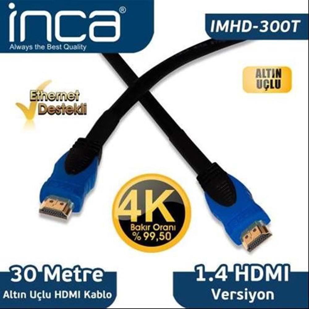 İNCA IHMI-300T 30MT 1,4V 3D ALTIN UÇLU HDMI KABLO