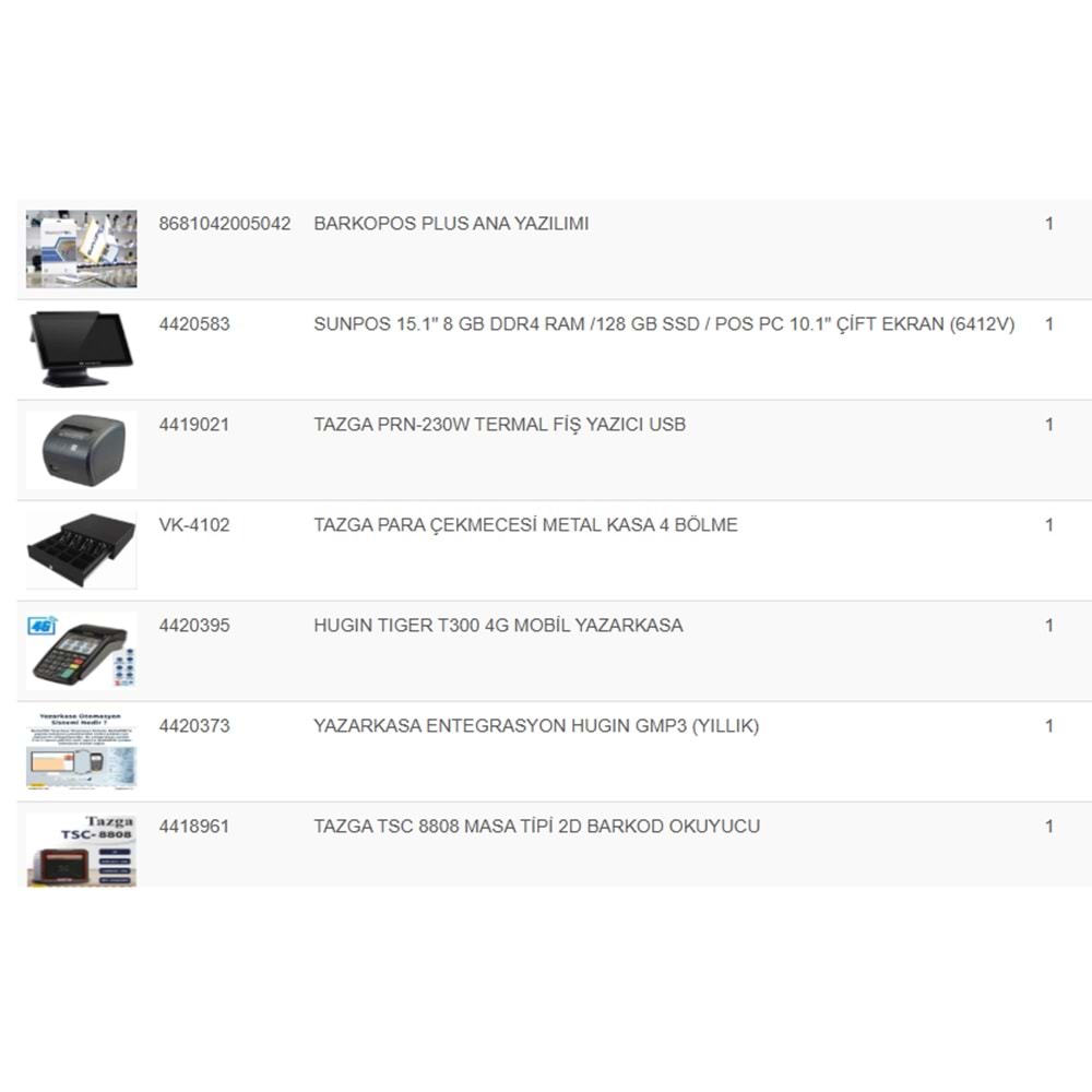 PLUS PAKET BİLGİSAYAR, YAZARKASA,YAZICI, OKUYUCU, ÇEKMECE 15