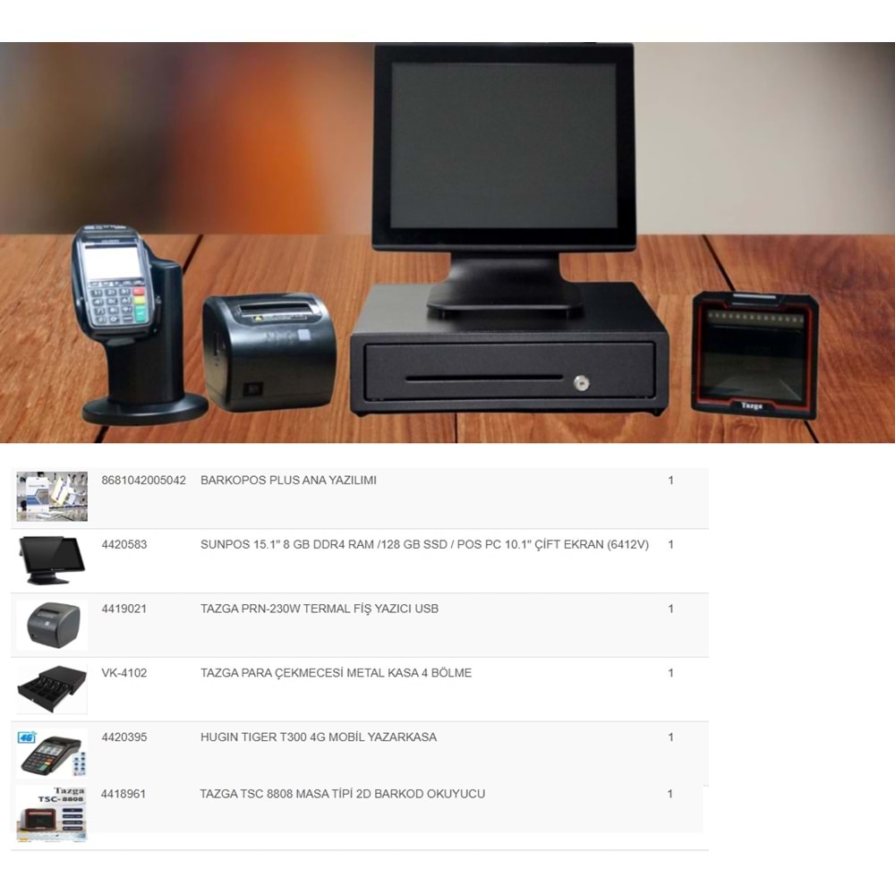 PLUS PAKET BİLGİSAYAR, YAZARKASA,YAZICI, OKUYUCU, ÇEKMECE 15