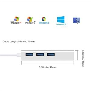 CODEGEN CDG-CNV41 3 Port USB 3.0 RJ45 Ethernet Çoklayıcı Hub