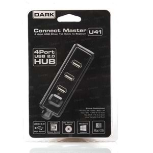 DARK DK-AC-USB241 4 Port Açma/Kapama Butonlu USB 2.0 USB Çoklayıcı