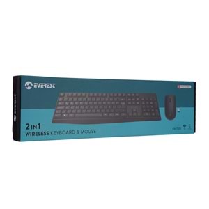 EVEREST KM-7500 Q Türkçe Kablosuz Multimedya Siyah Klavye+ Mouse