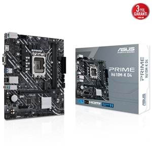 ASUS PRIME H610M-K D4 H610 DDR4 Vga GLan mATX HDMI USB3.2 M2 RGB 1700p Anakart