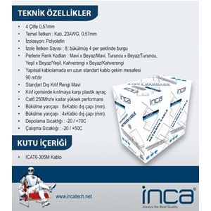 INCA ICAT6-305M CAT6 UTP 305 Metre 23 AWG 0.57MM Network Kablosu