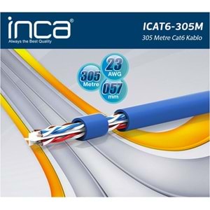 INCA ICAT6-305M CAT6 UTP 305 Metre 23 AWG 0.57MM Network Kablosu
