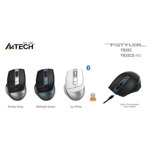 A4 TECH FB35C Bluetooth Kablosuz 2.4Ghz Gri Şarjlı Mouse