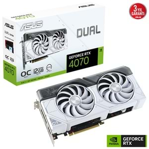 ASUS DUAL-RTX4070-O12G-WHITE 12GB Geforce RTX4070 GDDR6X 192bit HDMI 3xDP 16x Ekran Kartı (Beyaz)