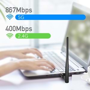 CUDY WU1400 1300Mbps USB 3.0 1 high gain detachable Kablosuz Adaptör