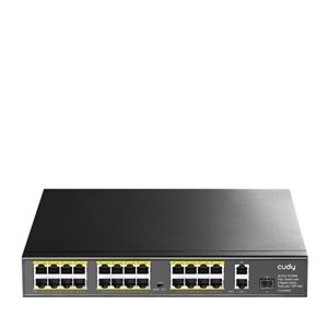 CUDY FS1026PS1 24 Port 10/100 Yönetilemez +2 Port Gb. 1 SFP (1GB) Rack mount (24 Port Poe+) 300W Switch