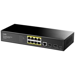 CUDY GS2008PS2 8 Port 10/100/1000 Yönetilebilir (L2) 2 SFP (1GB) Rack mount (8 Port Poe+) 130W Switch