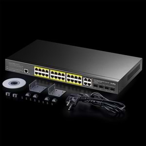 CUDY GS2028PS4-400W 24 Port 10/100/1000 Yönetilebilir (L2) +4 Port Gb. 4 SFP (1GB) Rack mount (24 Port Poe+) 400W Switch