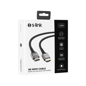 S-LINK SLX-HD4K015 1.5 Mt Metal v2.0 4K (4096*2160) 60Hz HDMI Kablo