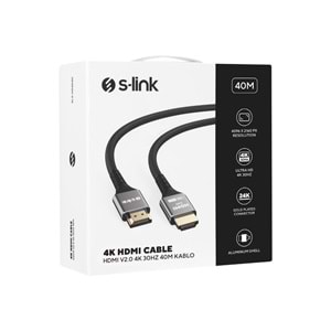 S-LINK SLX-HD4K40 40 Mt Metal v2.0 4K (4096*2160) 30Hz HDMI Kablo