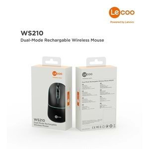 LENOVO LECOO WS210 WiFi+ Bluetooth Kablosuz 2.4Ghz siyah 4 Tuşlu Şarjlı Sessiz Kompakt Mouse