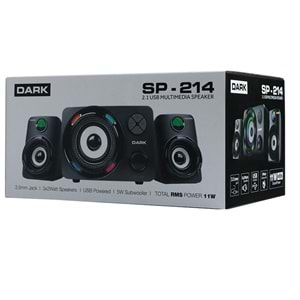 DARK DK-AC-SP214 2+1 11W Siyah 7 Farklı Renk Titreşimli LED Hoparlör