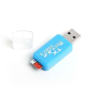 TX TXACUCR204BL Micro SD USB 2.0 Harici Mavi Kart Okuyucu