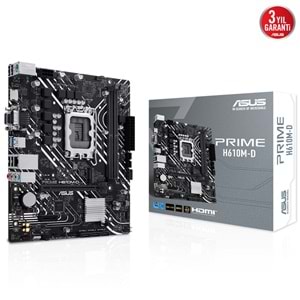 ASUS PRIME H610M-D H610 DDR5 Vga GLan mATX HD DP M2 USB3.2 COM 1700p Anakart