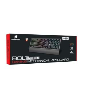 GAMEBOOSTER GB-G908R Q USB Bolt Rainbow Aydınlatmalı Siyah Red Switch Mekanik Bileklikli