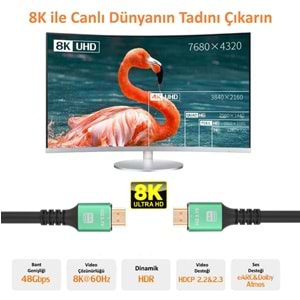 CODEGEN CPS8K15 1.5 Mt 8K 60HZ HDMI 2.1 METAL BAŞLIK HDMI KABLO