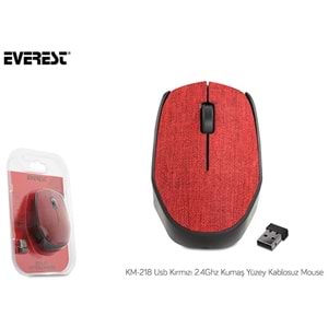 EVEREST KM-218 USB Kablosuz 2.4Ghz Kırmızı Kumaş Yüzey Mouse