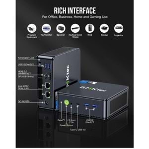 GMKtec K7 PLUS GTC-K7-PLUS i7-13620H 32GB 1TB SSD W11P Siyah Mini Bilgisayar