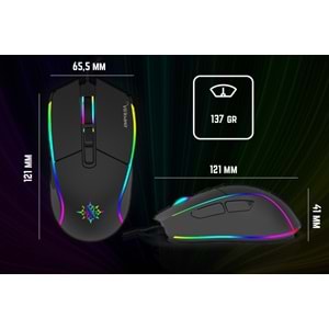 INCA IMG-343 USB 6400dpi siyah RGB Optik Oyuncu Mouse