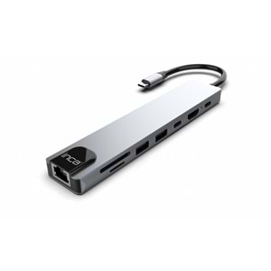 INCA ITPC-7T 8 Port Type-C Hub+Çevirici Aluminyum Çoklayıcı