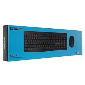 EVEREST KM-719 Q Türkçe Kablosuz Multimedya Siyah Klavye+ Mouse