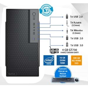 SUNCOM Force SC3-166 i5-6500 16GB 500GB SSD 4gb GT730 DOS Masaüstü PC Wi-Fi