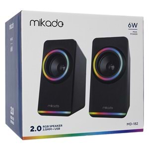 MIKADO MD-182 RGB Aydınlatmalı 2x3W Siyah USB + 3.5mm Hoparlör