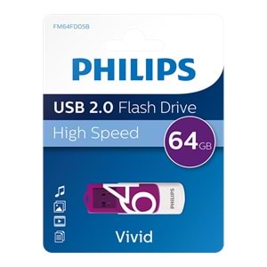 PHILIPS FM64FD05B/00 64GB USB2.0 Mor/Beyaz USB Bellek