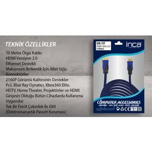 INCA IHK-10T 10 Mt 2.0V 4K& 2K & FULL HD HDMI Kablo