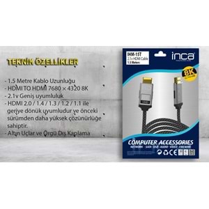 INCA IHM-15T 1.5 Mt 2.1V HIGH SPEED 8K HDMI Kablo