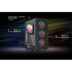 POWER BOOST PB-A700B 750W 80+ Bronze Siyah Mesh Panel Mid Tower ATX Kasa