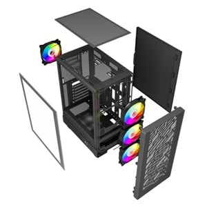 POWER BOOST PB-A700B 750W 80+ Bronze Siyah Mesh Panel Mid Tower ATX Kasa