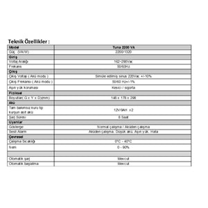 UPS-UYGAR ENERJİ-TUNA2200 VA KESİNTİSİZ GÜÇ KAYNAĞI