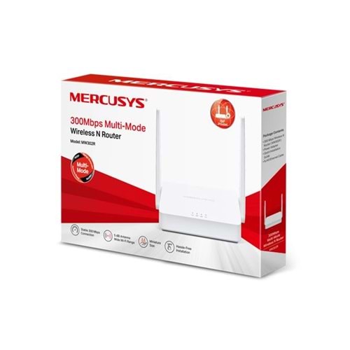 TP-LINK MERCUSYS MW302R 2xLAN, 1xWAN 300mbps 2x5dBi Anten Wi-Fi Router