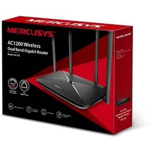 TP-LINK MERCUSYS AC12G 3× LAN, 1×WAN Port (Gigabit) 300Mbps2.4GHz+867Mbps5GHz 4xAnten Router